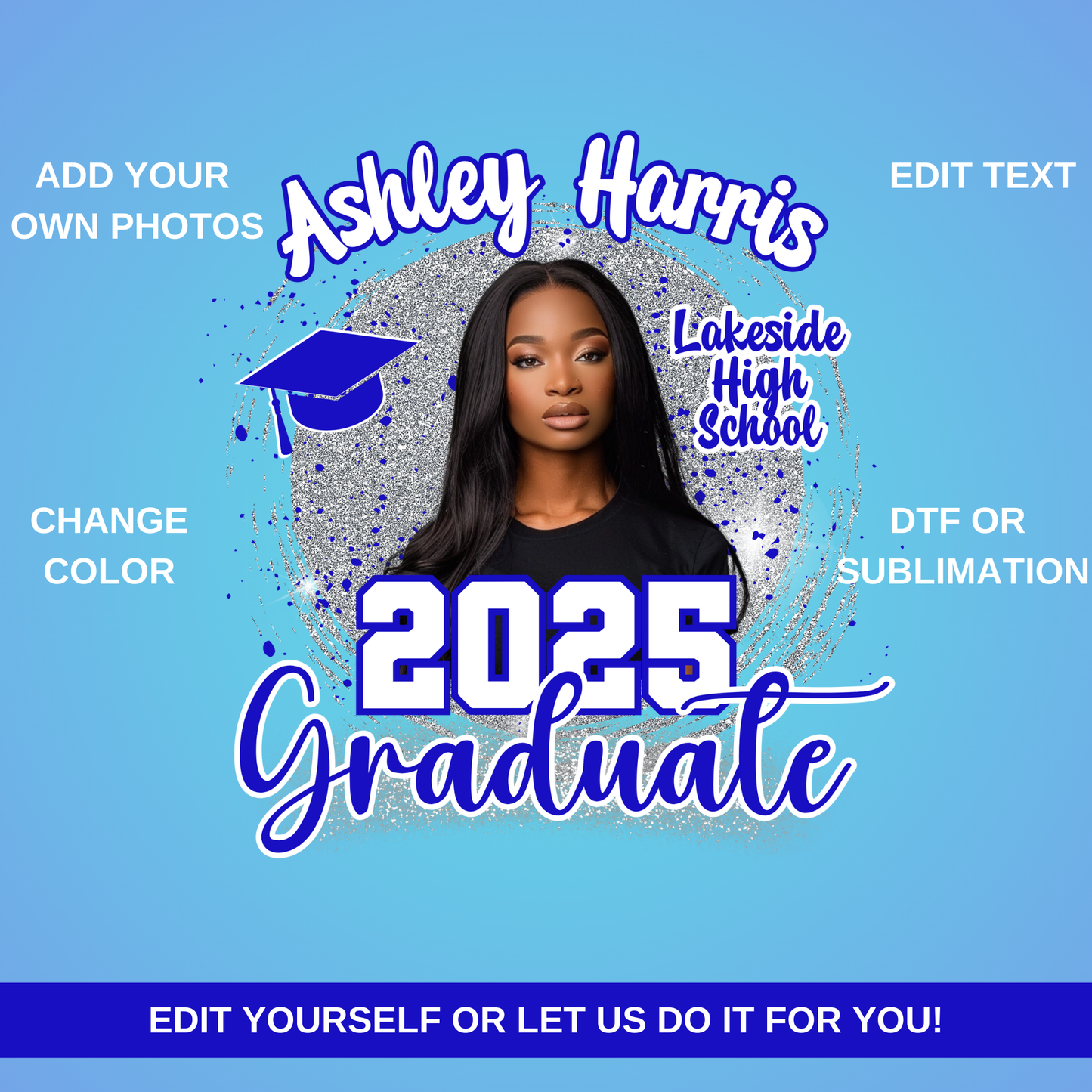 2025 Glitter Graduate Template for Canva