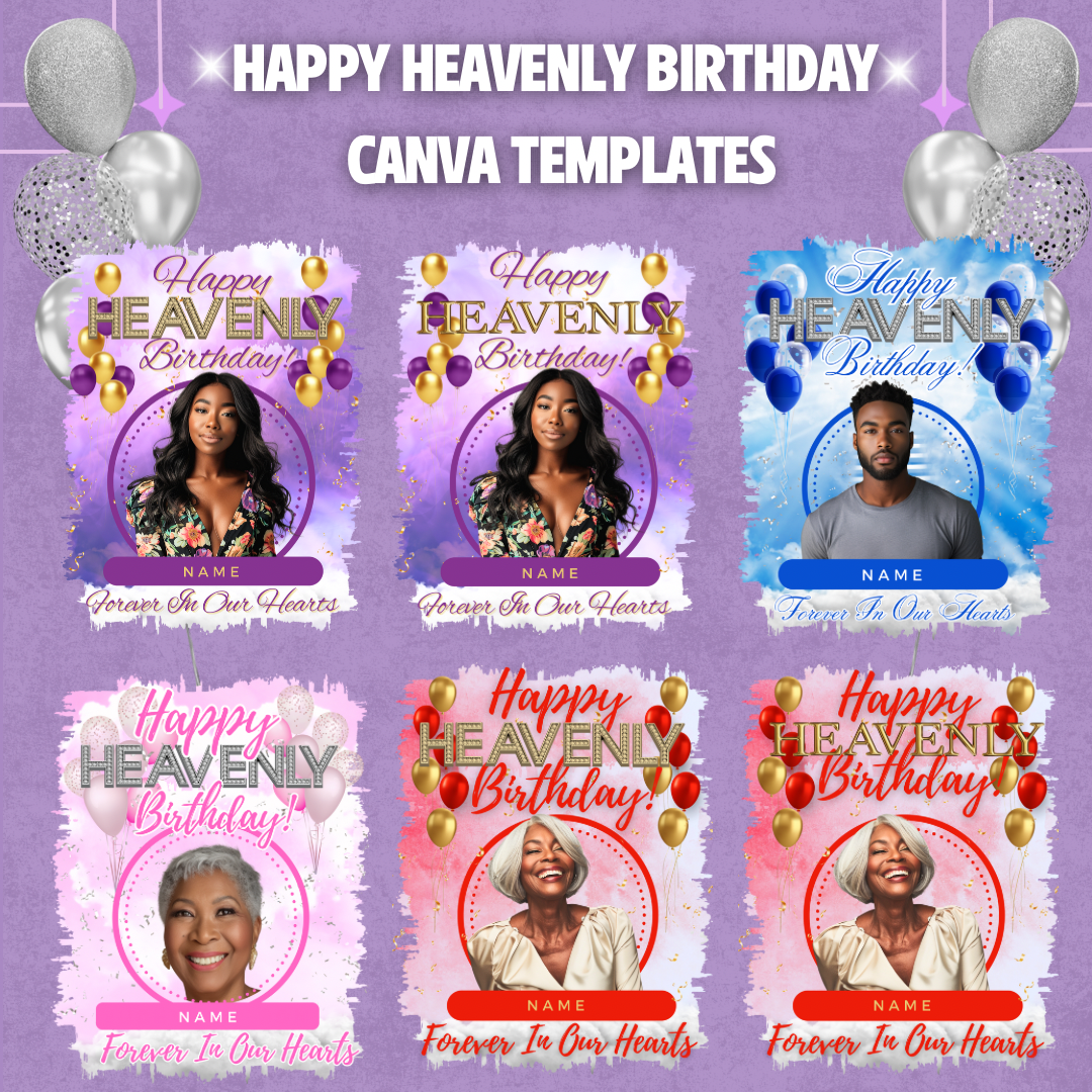 Happy Heavenly Birthday Canva Templates