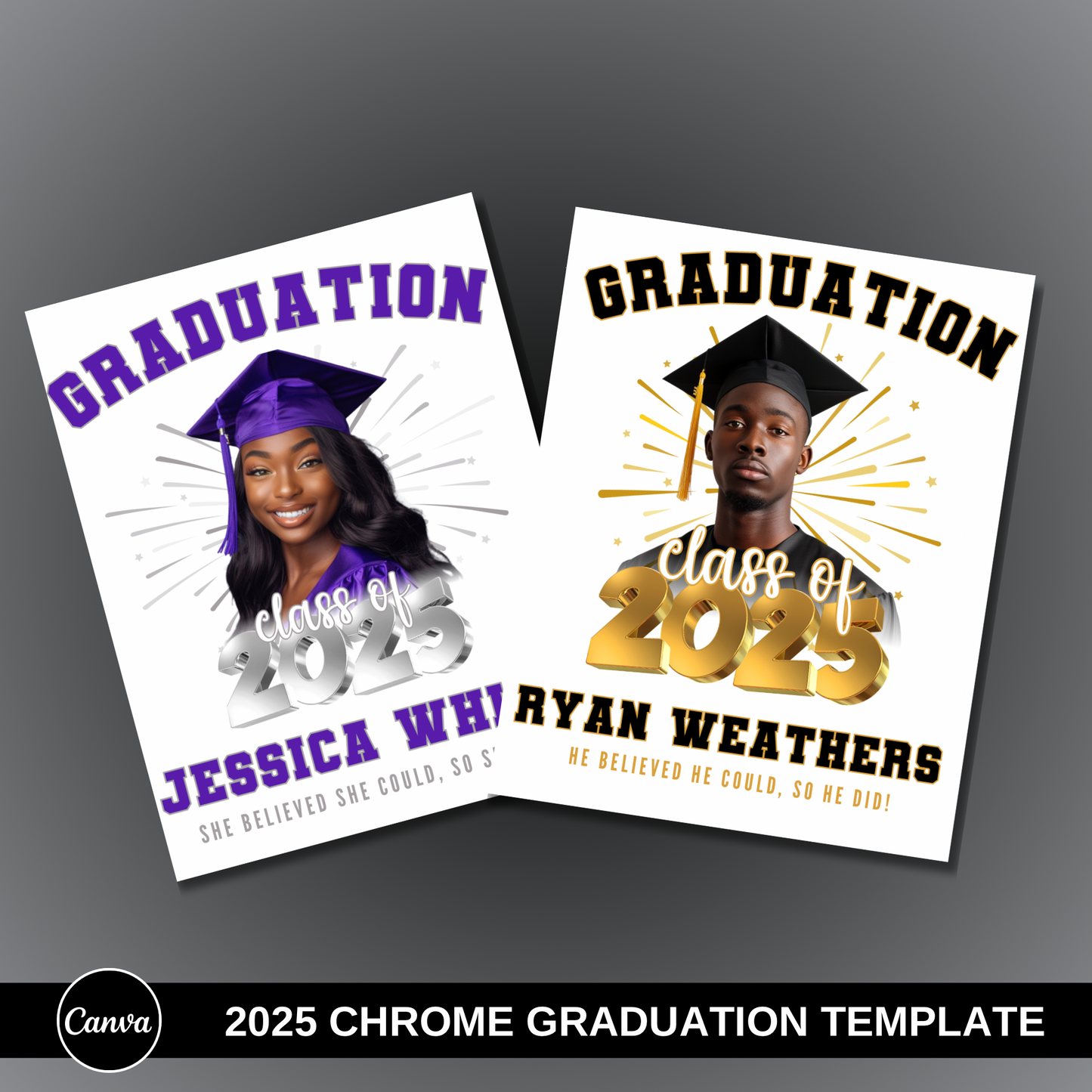 2025 Chrome Graduation Canva Template