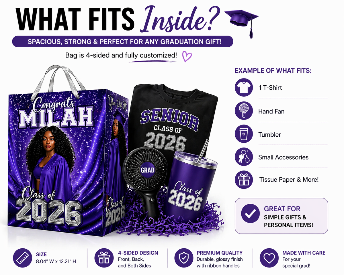 Personalized Graduation Gift Bag with Photo – Class of 2026 Custom Grad Bag