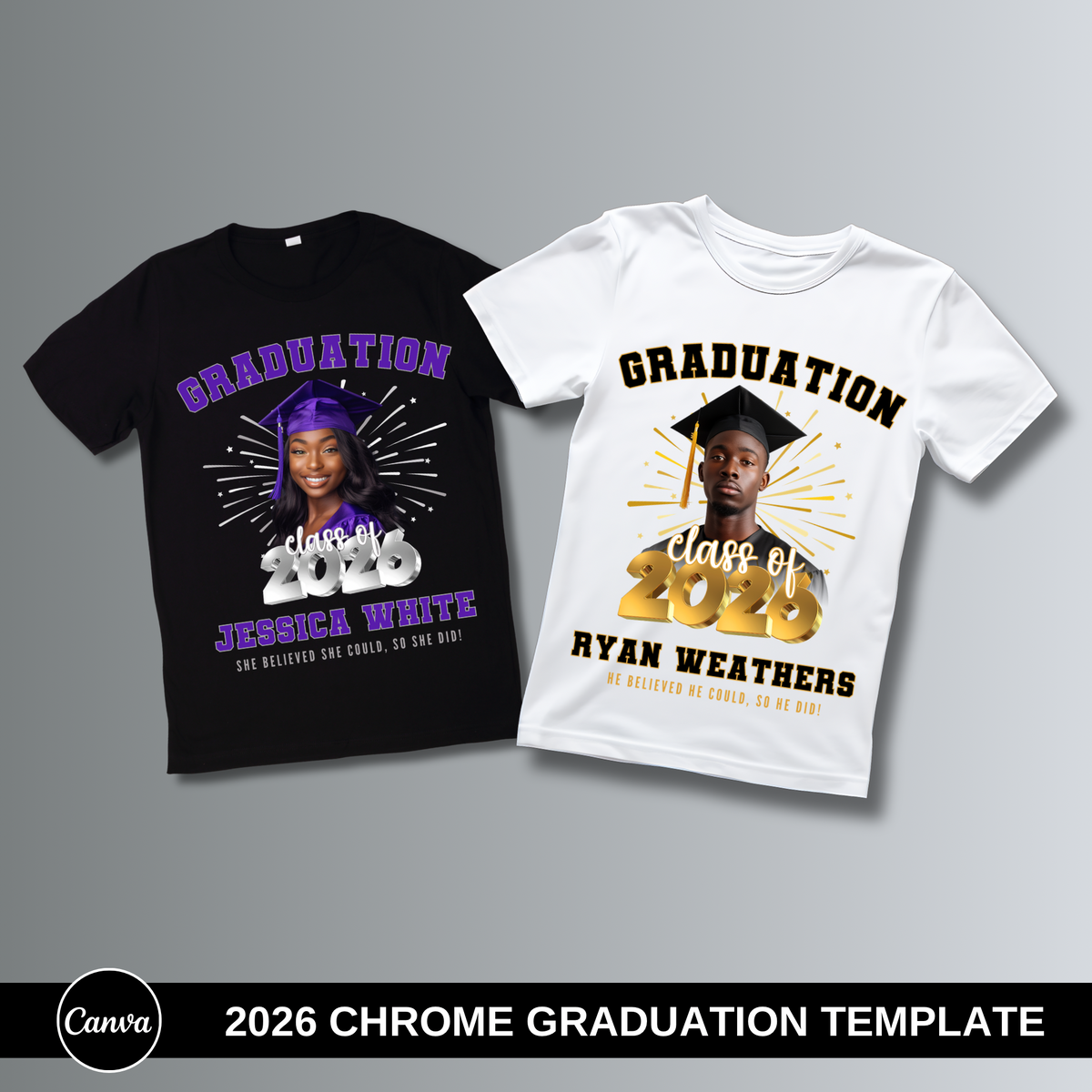 2026 Chrome Graduation Canva Template
