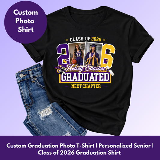 Custom Graduation Photo T-Shirt | Personalized Senior Shirt | Class of 2026 Graduation Shirt