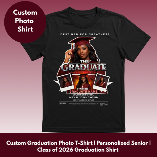 The Graduate Movie Poster Graduation Shirt | Custom Senior 2026 Photo Shirt | Personalized Grad T-Shirt