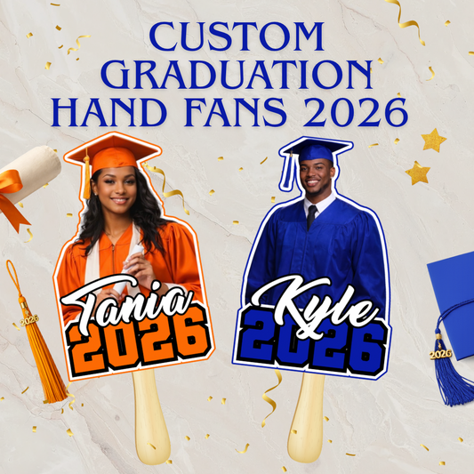 Custom Graduation Hand Fans 2026 | Personalized Photo Fans for Ceremony and Party