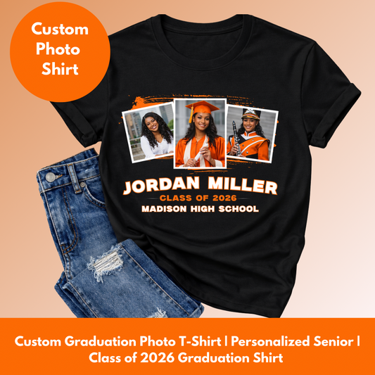 Custom Graduation Photo T-Shirt | Personalized Senior Shirt | Class of 2026 Graduation Shirt