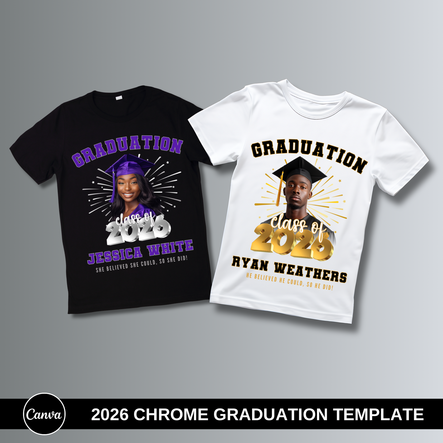 2026 Chrome Graduation Canva Template